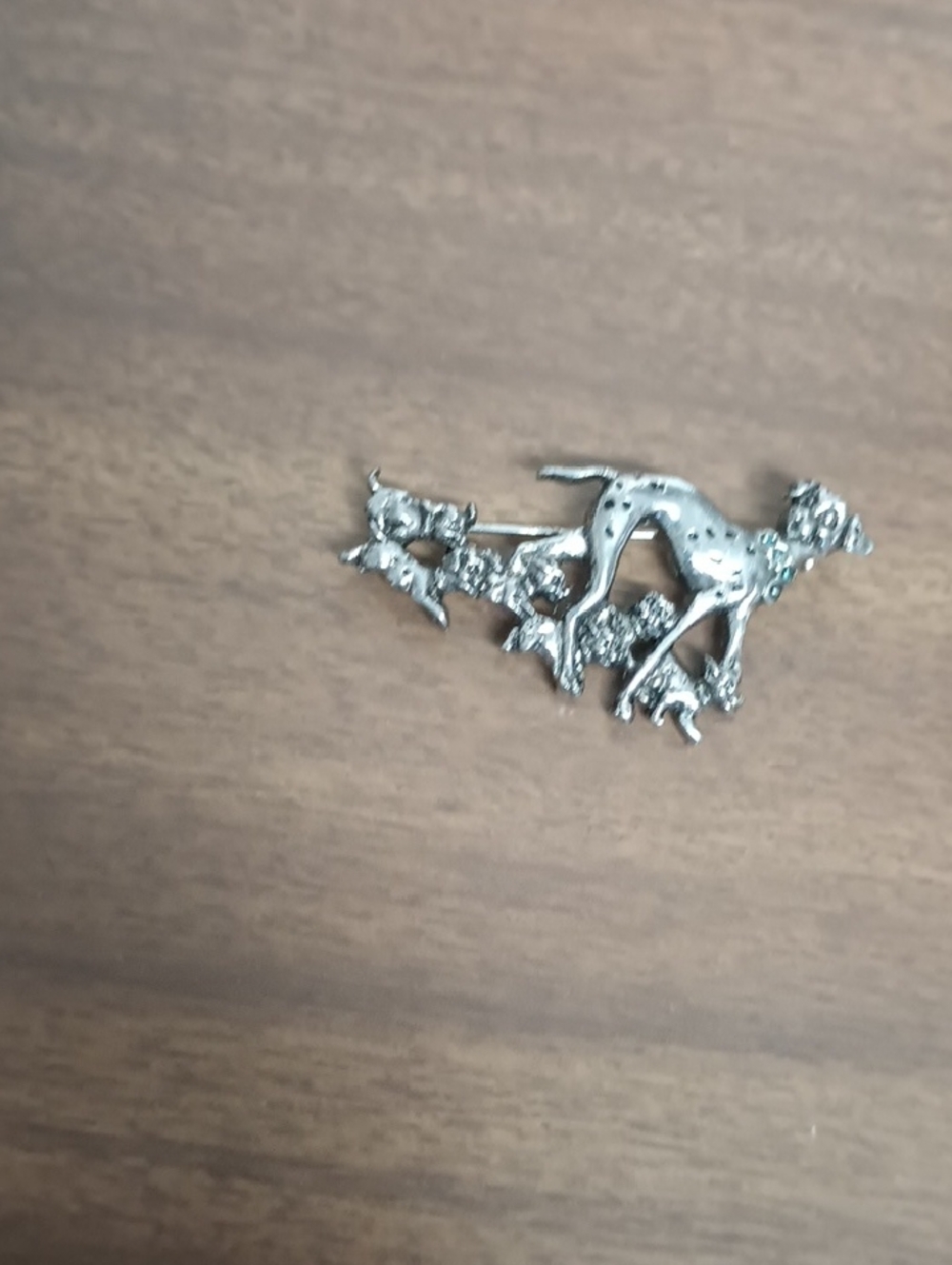 Silver-tone Dog andpupp Brooch - Vintage Style
